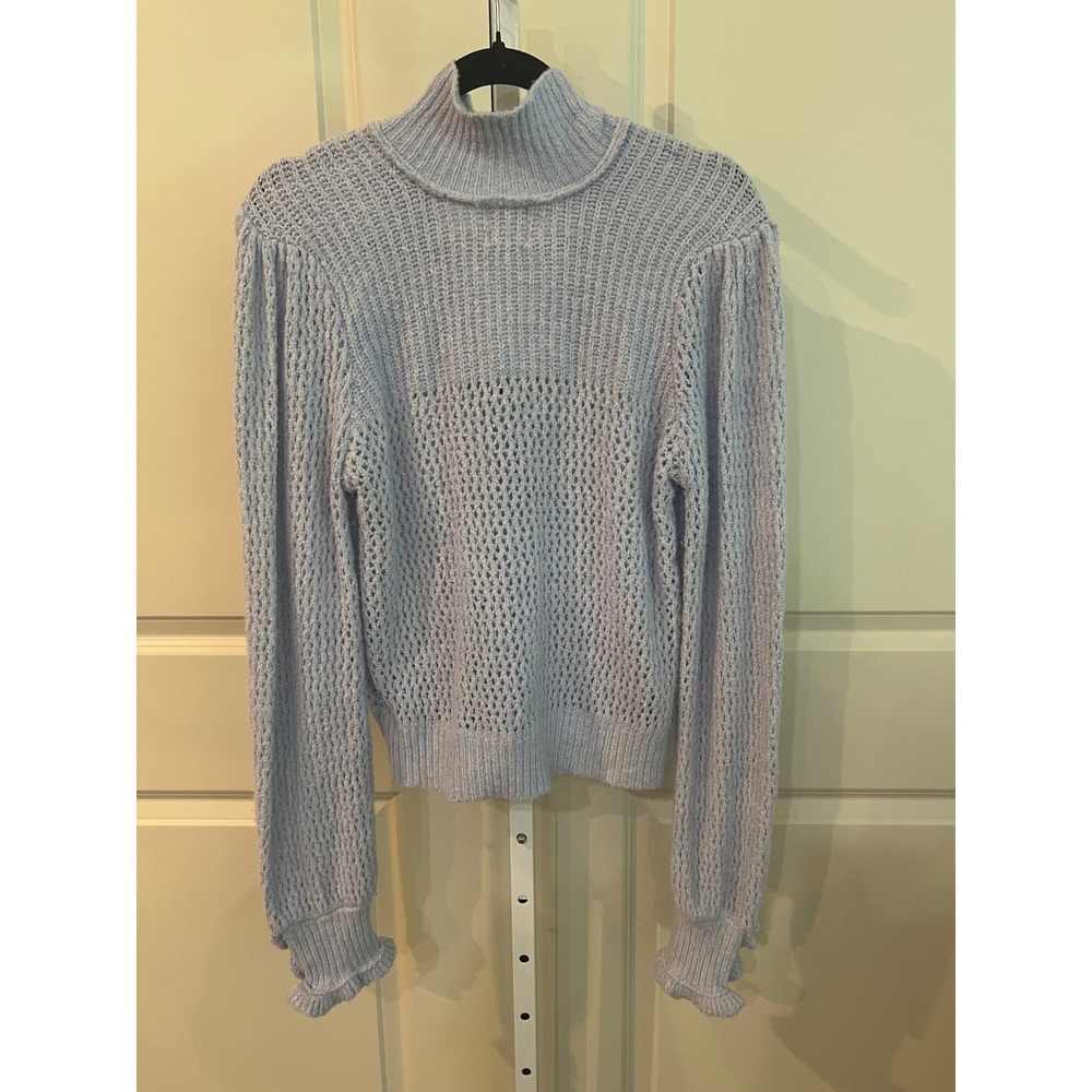 Free People Care Snowdrift Periwinkle Henley Pullover Sweater Size Medium - Picture 3 of 7